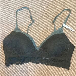 NWOT AERIE wireless Lace Bralette in Dark Green size 34 C
